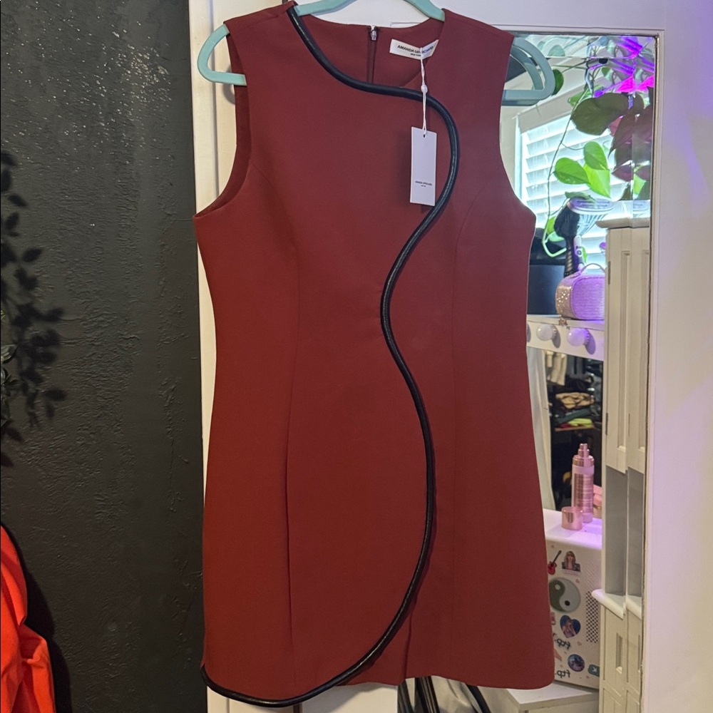 Amanda Uprichard Maroon Dress with Black Trim